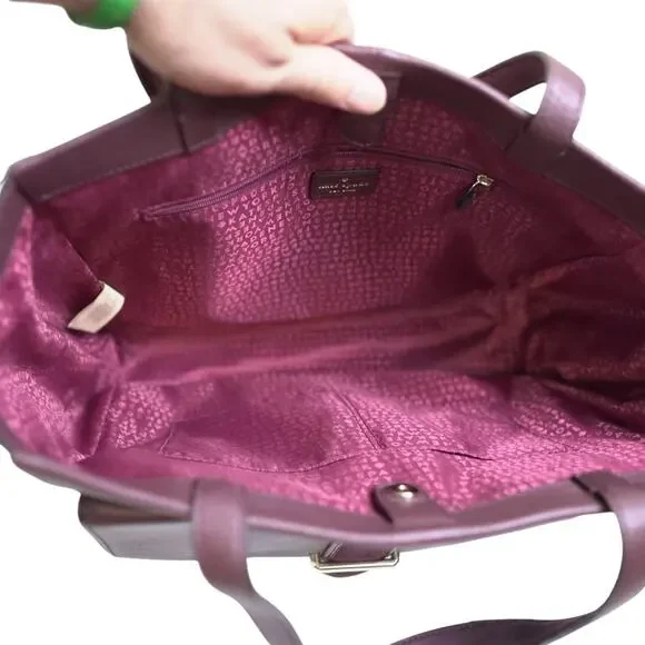 KATE SPADE Roselyn Hunts Burgundy Leather Tote Goat & Cowhide Feminine Corpcore - Picture 12 of 15